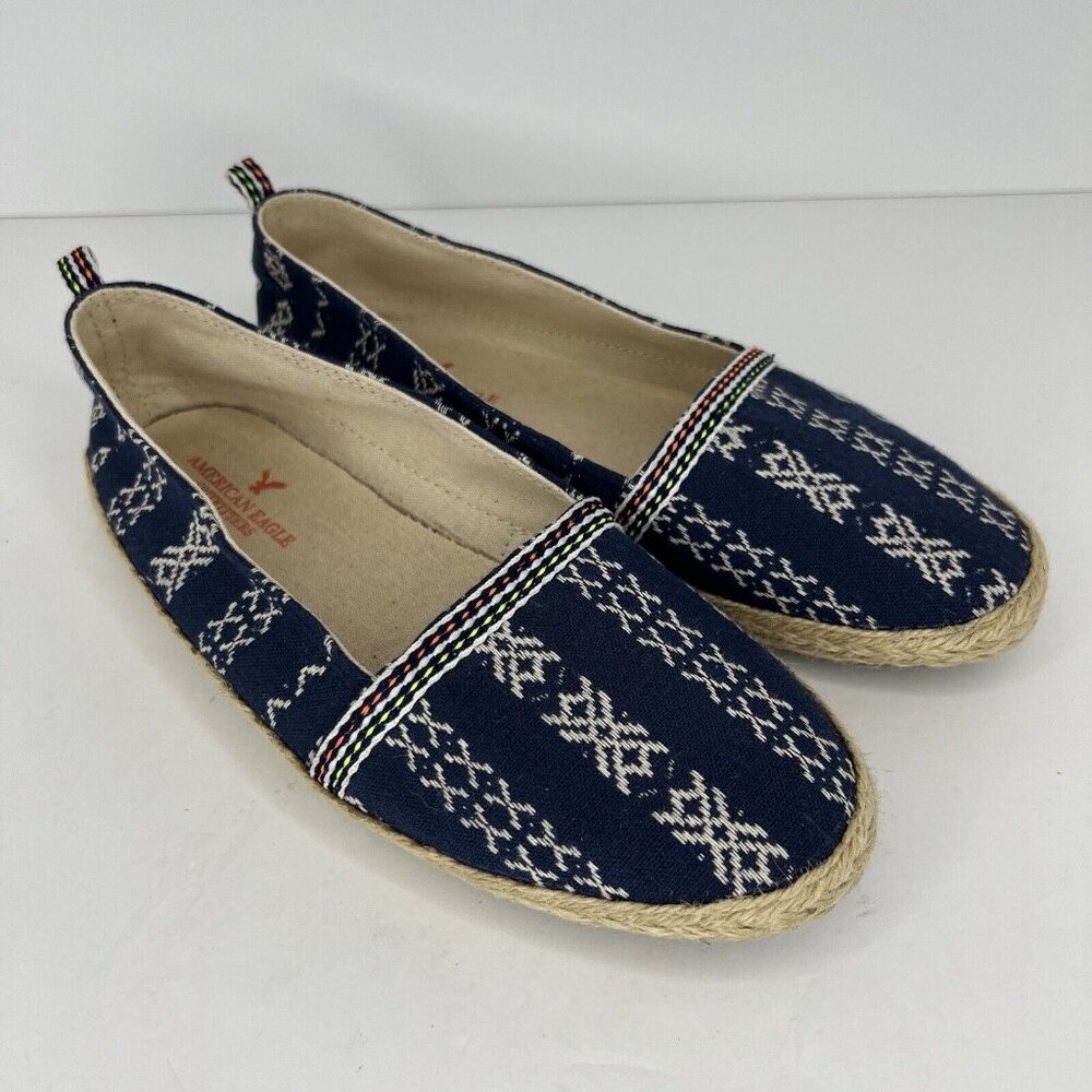 American Eagle Aztec Navy Blue Comfort Flats Womens Size 7 Espadrille Shoes - Picture 2 of 8